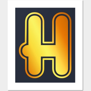 H Golden Letter Posters and Art